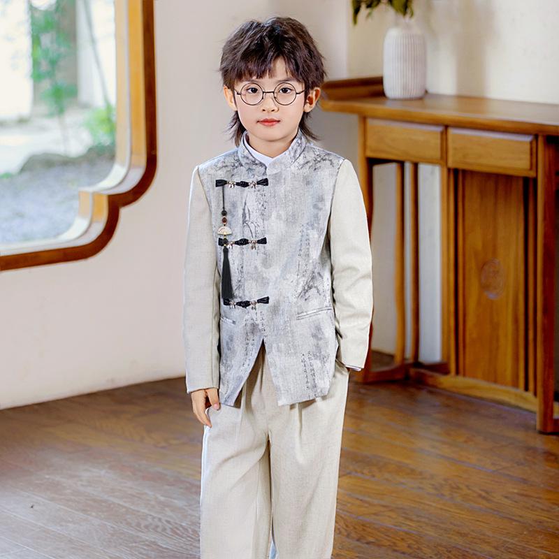 Traje de Bordado Chino Nuevo para Niños - Vestido de Primavera/Otoño y Hanfu para Niños para Actuaciones