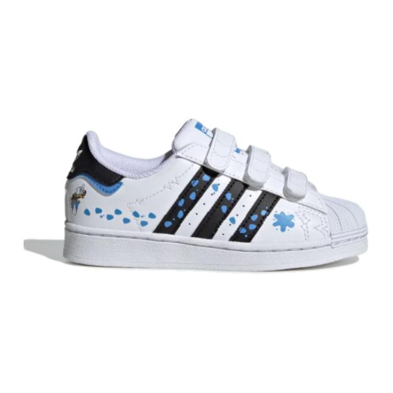 Adidas Originals SUPERSTAR SST KIDS Anti-Slip Wear-Resistant Low-Top Kids' Skateboarding Shoes White Blue Kids' Sneakers IG6264
