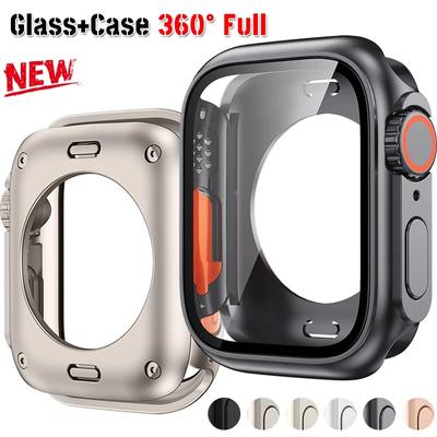 44 mm 45 mm Glas + Hülle für Apple Watch 6 SE 5 4 40 mm Displayschutzfolie aus gehärtetem Glas. Wechseln Sie zu Ultra 360 Full Cover für 8 7 41 mm