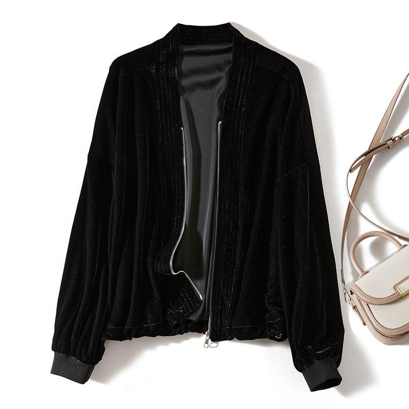 

Супер Белый Настоящий Вельвет Прессованная Линия Оверсайз Куртка Black XL