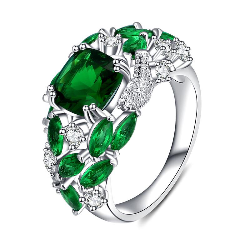 Luxury Pure Copper Ring with Colorful Zircon for Women - Fashionable European & American Style