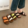 Korean Internet Celebrities Ins Retro Double with Slippers Double with Women's Summer Wear Versatile Soft Bottom Casual One Word Beach Mop