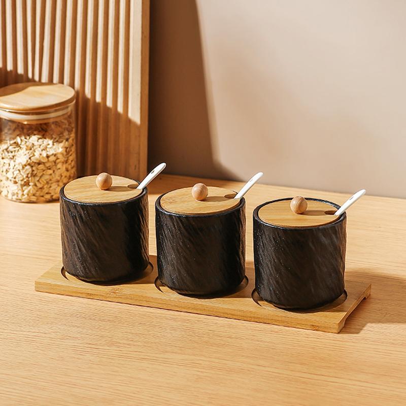 Kitchen Ceramic Seasoning Jar Seasoning Box Kitchen Chili Salt Sugar Jar MSG Pepper Seasoning Box Tableware