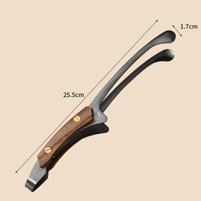 Steakzange aus Edelstahl mit Massivholzgriff, multifunktionaler verlängerter Griff, Grillclip, öffentlicher Lebensmittelclip, Küchenutensilien