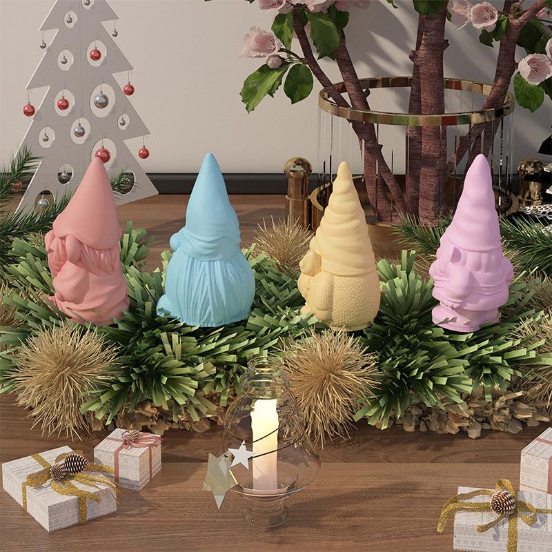 New 4/1PC Christmas Dwarf Candle Silicone Mold 3D Santa Claus Plaster Resin Molds Soap Ice Baking Tools Home Decoration Gifts