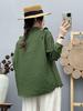 Korean Style Heart Print Ruffled Cotton Blouse for Women - Spring Long Sleeve Slim Fit