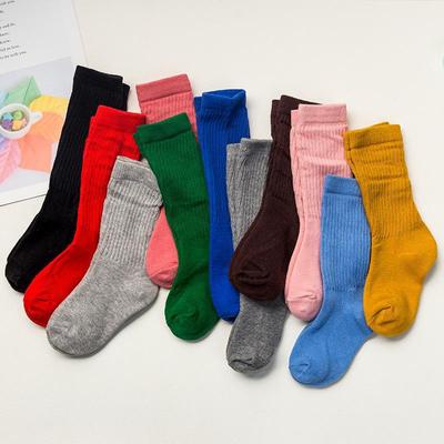 Spring Girls' Cotton Socks - Solid & Candy Colors, Ages 1-8