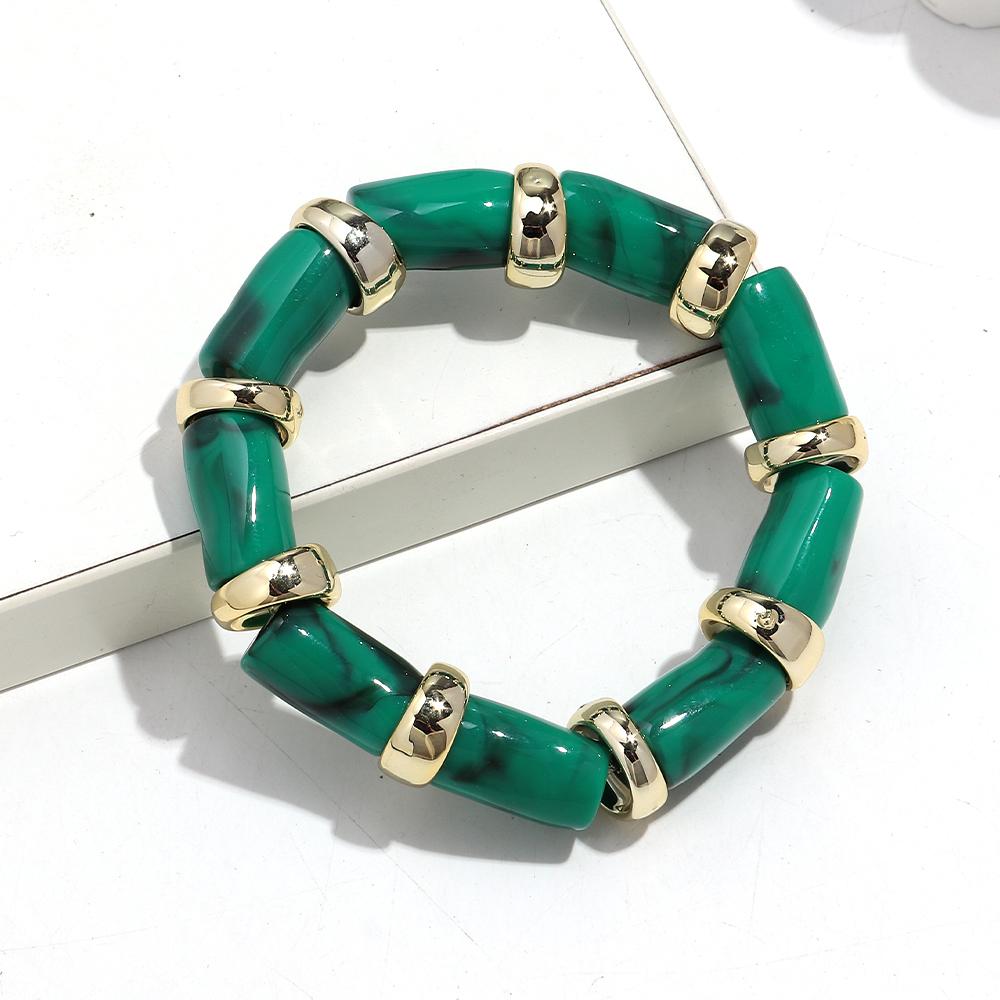 Vintage Acrylic Bamboo Beads Bracelets for Women Fashion Resin Chunky Tube Beaded Stretchy Stackable Bracelet New Jewelry Gift