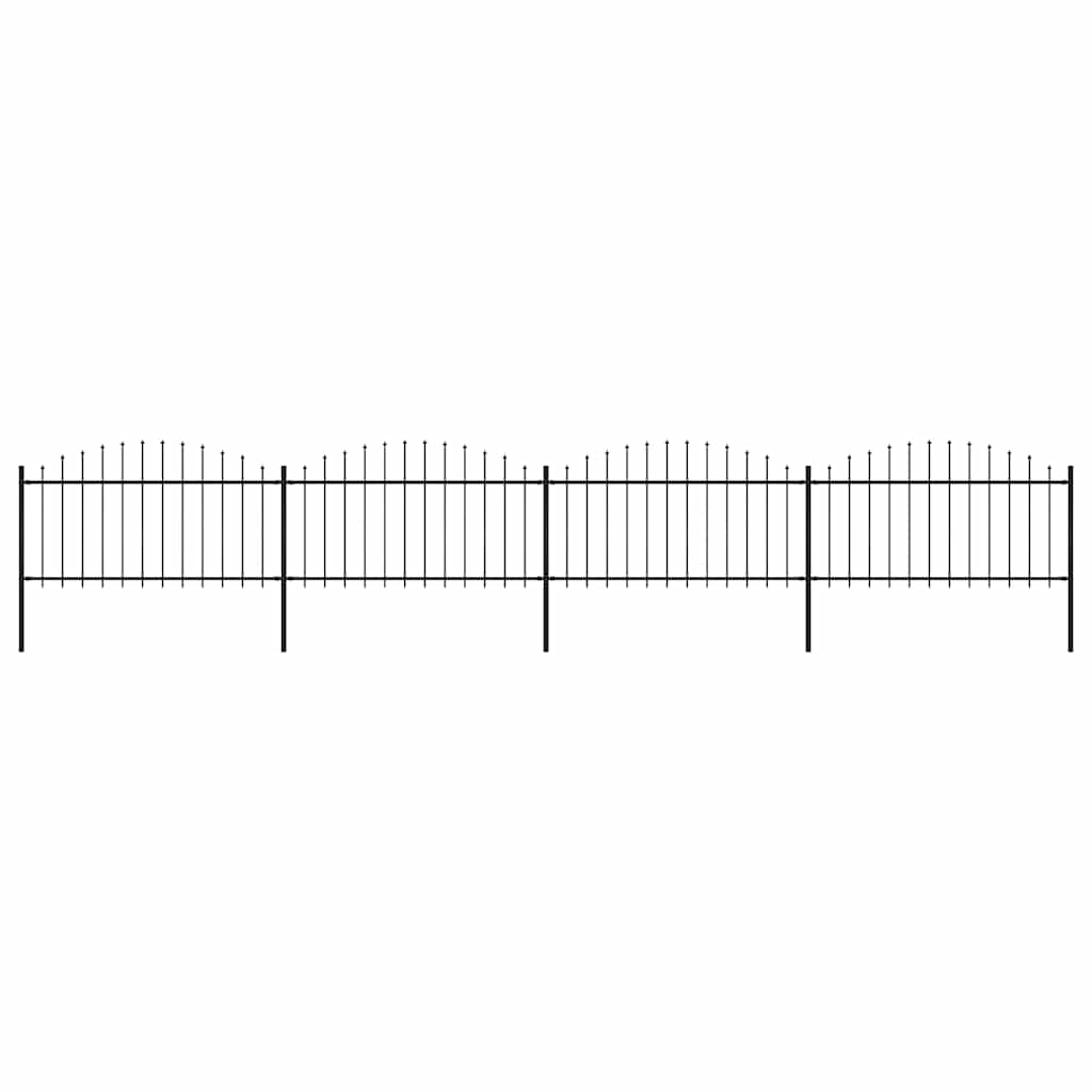 Spear Tip Garden Fence Steel 714.5 x 150 cm Black