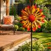 Einzigartiges Geschenk für Gartenliebhaber Blumen-Windrad, 75 cm Metall-Spinner mit Erdspieß, Dekorative Außenkunst Rostbeständige Windmühle für Hof, Rasen