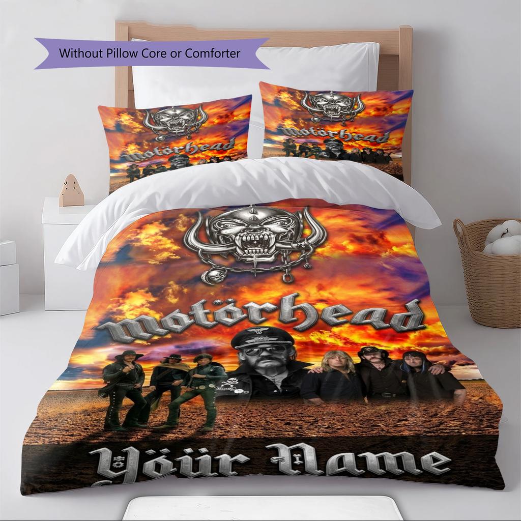 Name Custom Motörhead Pattern Bedding Set Quilt Cover Pillowcase Home Decor Gift (1 * Duvet Cover + 2 * Pillowcase, Without Core)