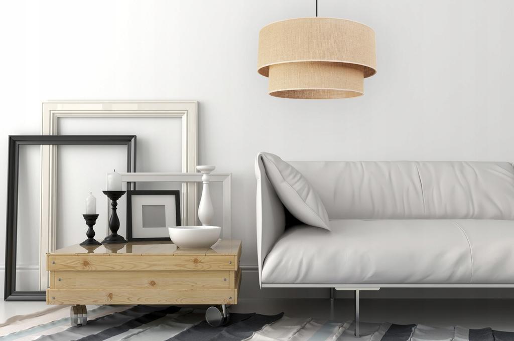 HANGING LAMP, CEILING CHANDELIER, LAMPSHADE 45cm, JUTE