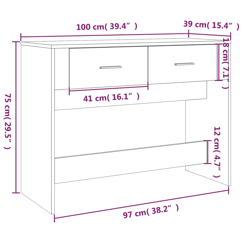 Console Table Smoked Oak 100x39x75 cm Wood Based Material