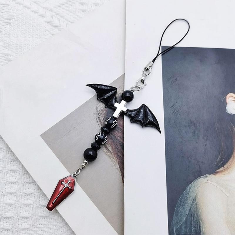 Bow-Love Keychain Crystal Y2k Beaded Phone Lanyard Strap Guitar Charm Cross-Pendant Phone Chain Anti-Lost for Women Girl