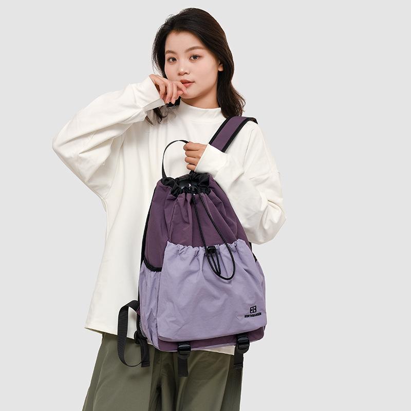 Bundle mouth drawstring backpack men's commuter outdoor sports and leisure bag tide brand anti-splashing mountaineering bag tennis bag