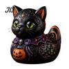 Halloween Duck Figurine Midnight Witches Cat Figurine, Spooky Black Statue Home Accents with Pumpkin Lantern, Decoration for Tabletop Office