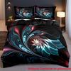 Water Wave Colorful Kit Washed 3D Printing Digital Flower Quilt Set Three-Piece Breathable