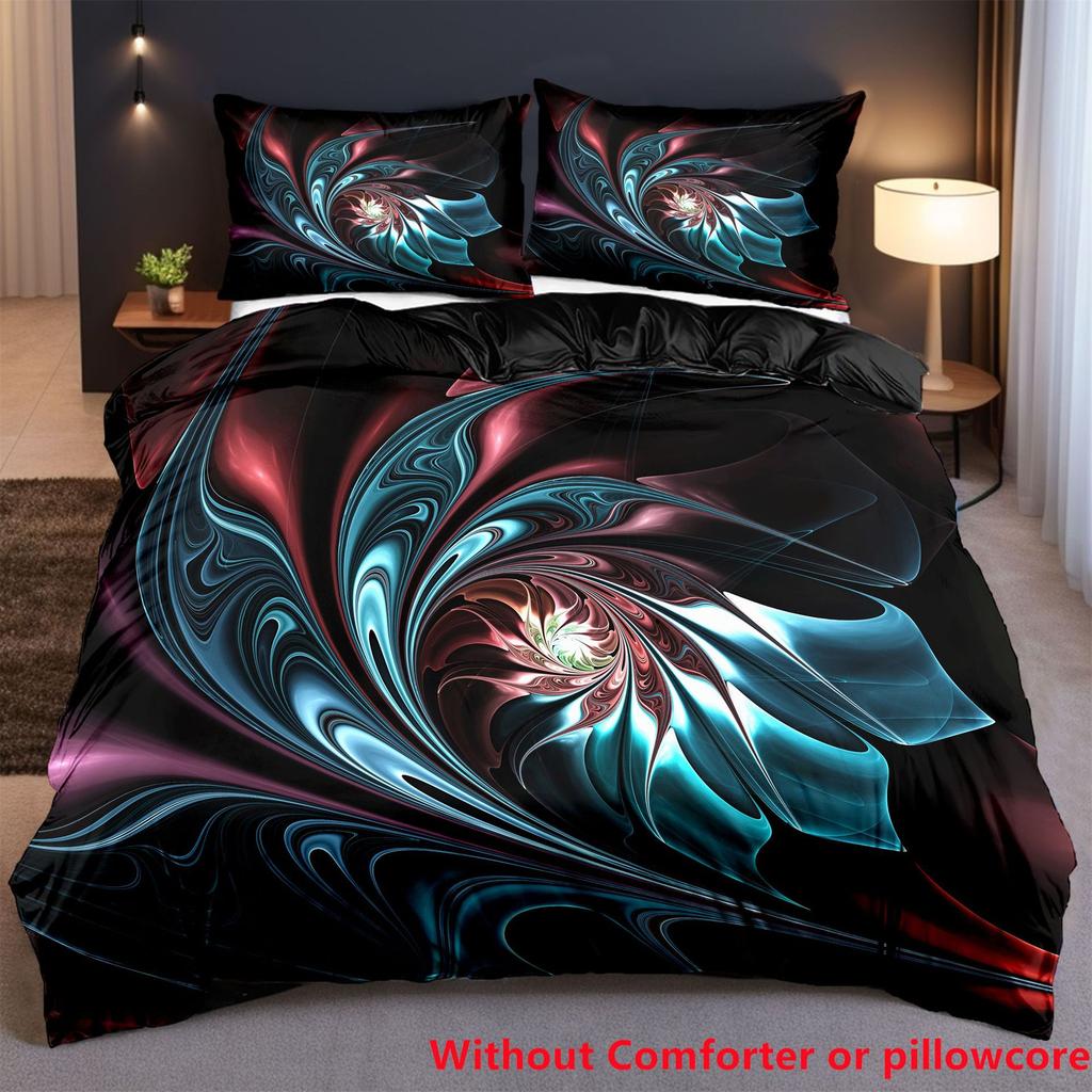 Water Wave Colorful Kit Washed 3D Printing Digital Flower Quilt Set Three-Piece Breathable