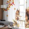 Herbst Eichhörnchen Ahornblatt Gardinen für Wohnzimmer Schlafzimmer Tüll Vorhang für Küche Voile Vorhang Blindplatten