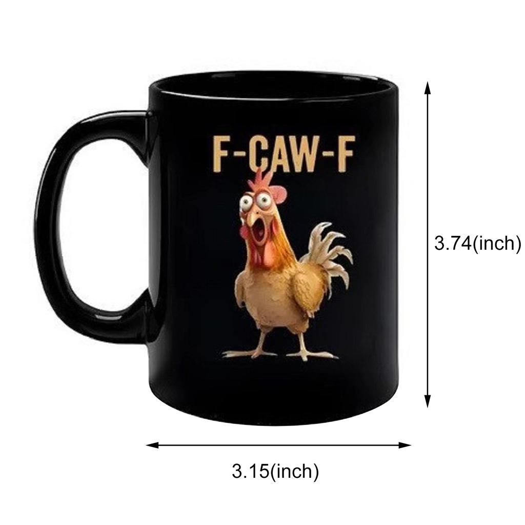 11oz F-Caw-F Ceramic Rooster Coffee Cups with Handle Rooster Crowing Coffee Mugs for Mom Sister Friends Coworkers Home Decor