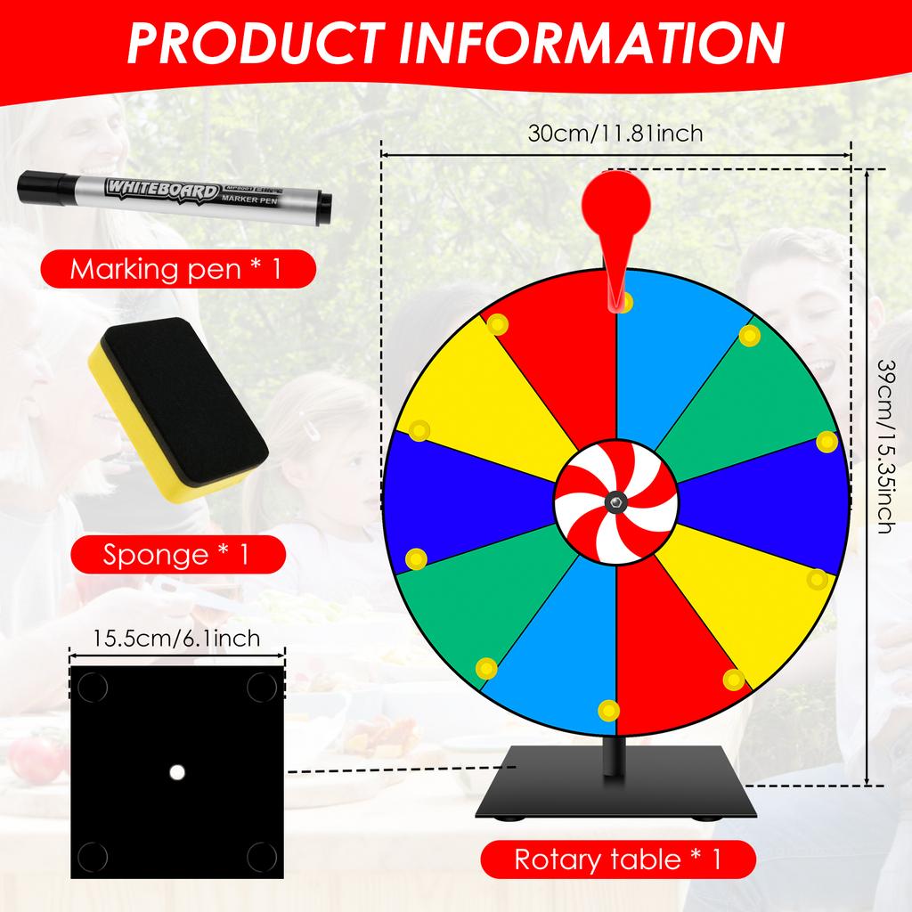 Tabletop Prize Wheel Dry Erase Spin Wheel Spin Game Color Roulette Wheel for Pub Gatherings Promotional Activities Party Favors
