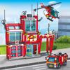 Mehrere Feuerwehr-Gebäudesets Stadt Feuerwehr Spielzeug Bausteine Set mit Feuerwehrauto Hubschrauber Jungen Geschenke