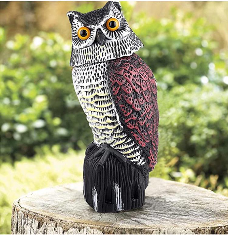 Cross-Border Owl: Outdoor Bird-Scaring, Rodent-Repelling Resin Ornament with Head Movement
