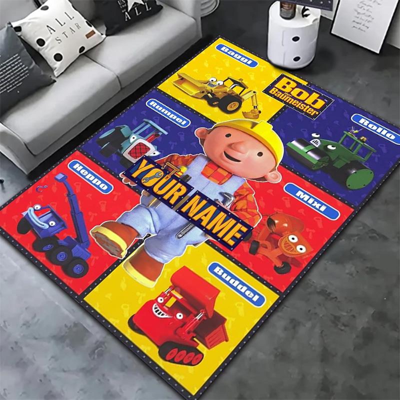 Bob Builder Theme Custom Name Carpet Rug For Living Room Bedroom Home Sofa Decoration Kids Play Nonslip Floor Mat