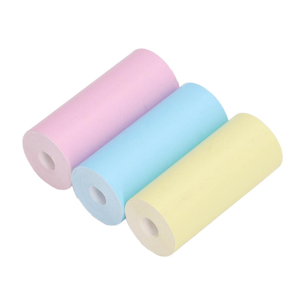 3 Roll Thermal Printer Paper Mini Thermal Print Paper Toll Yellow Blue Pink for Label Photo 57x25mm