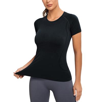 Women's Workout Tops Yoga Short Sleeve Solid Spandex/Nylon Seamless Gym Shirts