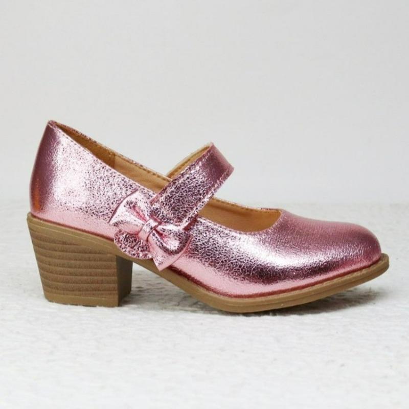 Girls High Heels Children Princess Performance Shoes with Bow-knot Elegant Four Seasons Kids Leather Shoes for Party Wedding