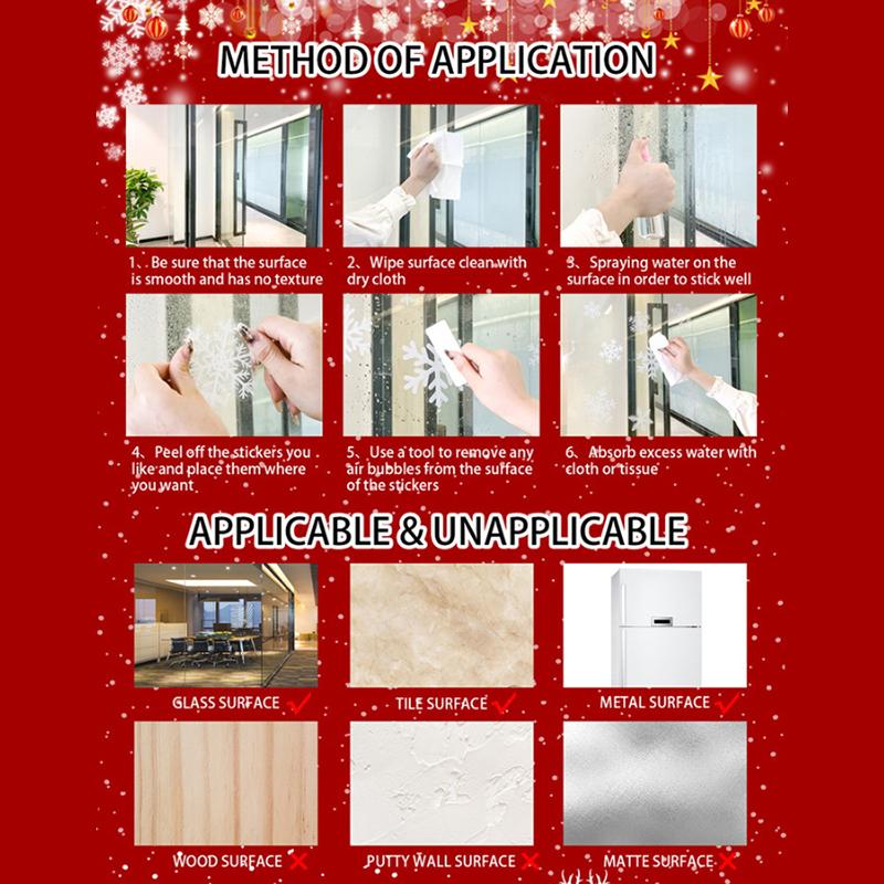 Colorful Christmas Tree Window Stickers with Snowmen And Snowflakes Static Cling Holiday Decals for Decorations