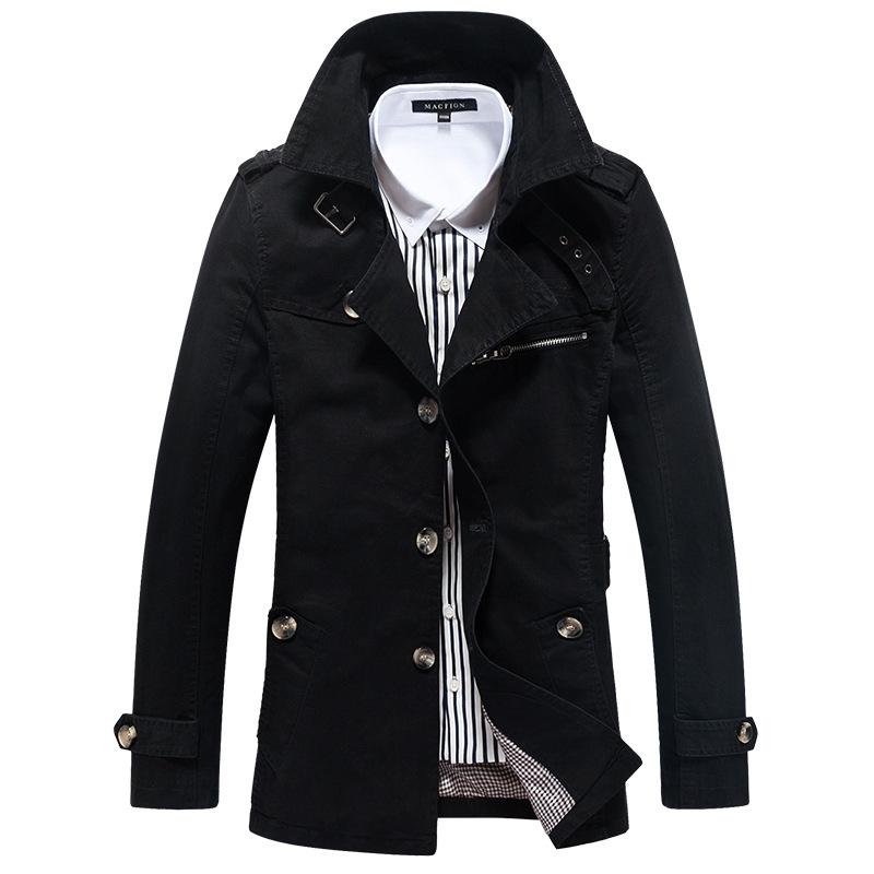 Men's Mid-Length Casual Thin Washed Cotton Windbreaker Jacket