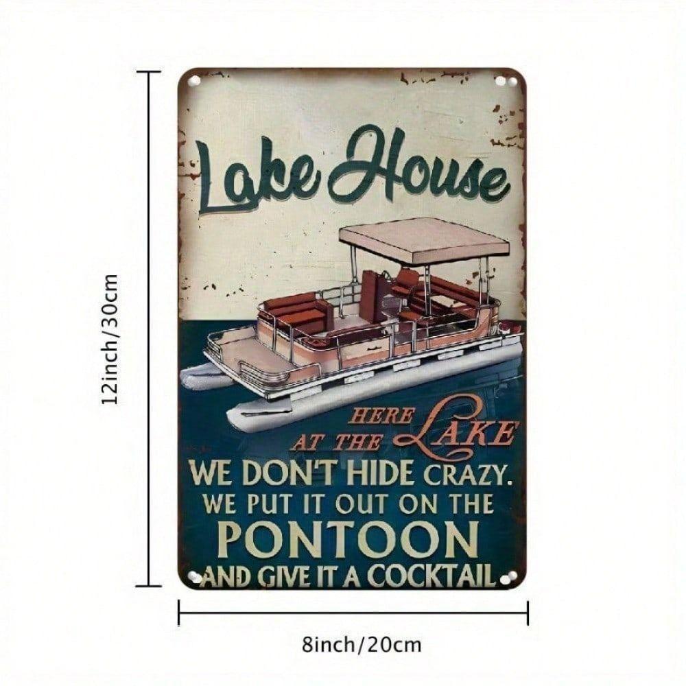 Vintage Metal Poster Boat Wall Art, Retro Tin Sign for Home Decor