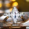 White Zircon Big Marquise Stone Rings for Women Vintage Gold Silver Color Engagement Ring Wedding Jewelry Bridal Birthday Gift