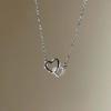 Clavicular Sweater Chain Love Heart Chain Choker Pendant Necklace Hollow Heart Chain Pendant  Party