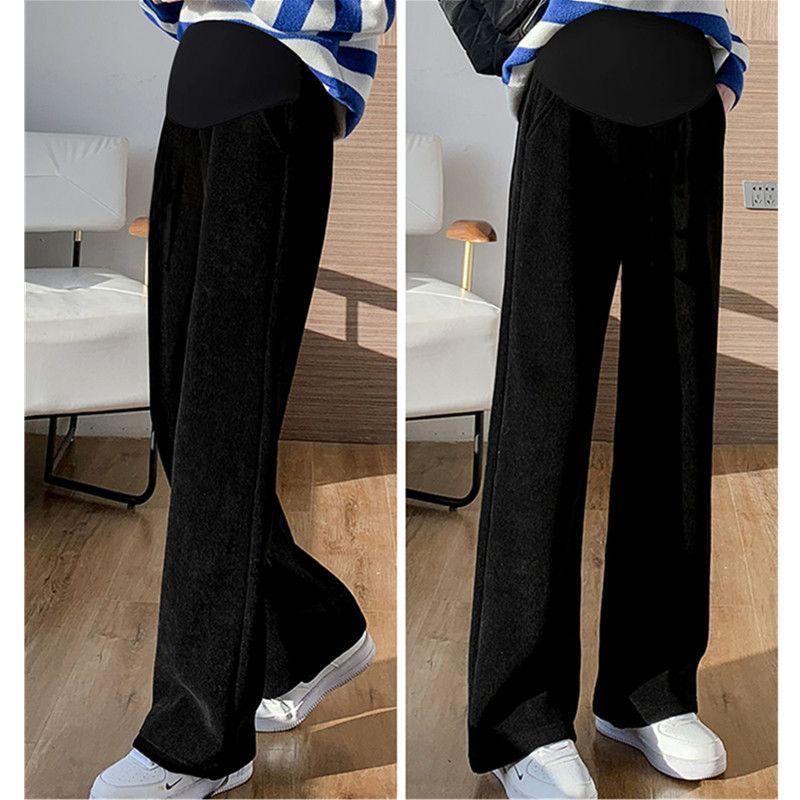 Pantalones Acolchados Gruesos de Pierna Ancha para Mujer Otoño e Invierno Talla Grande Pantalones Sueltos de Cintura Alta Casuales de Pana Rectos para Mujer