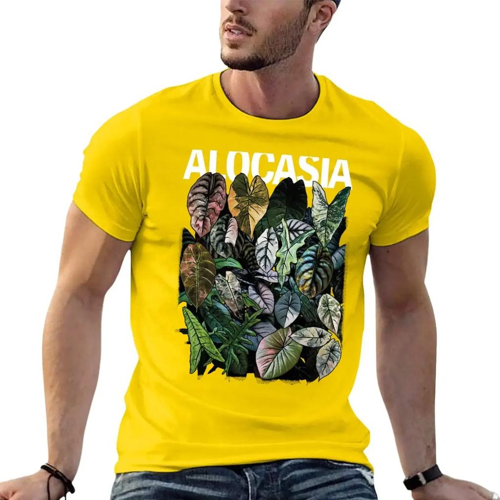 Summer Harajuku Custom T Shirt Heavyweight Informal New Arrival Vintage ALOCASIA JUNGLE Variegated Shirt Boys Whites Funnys Men