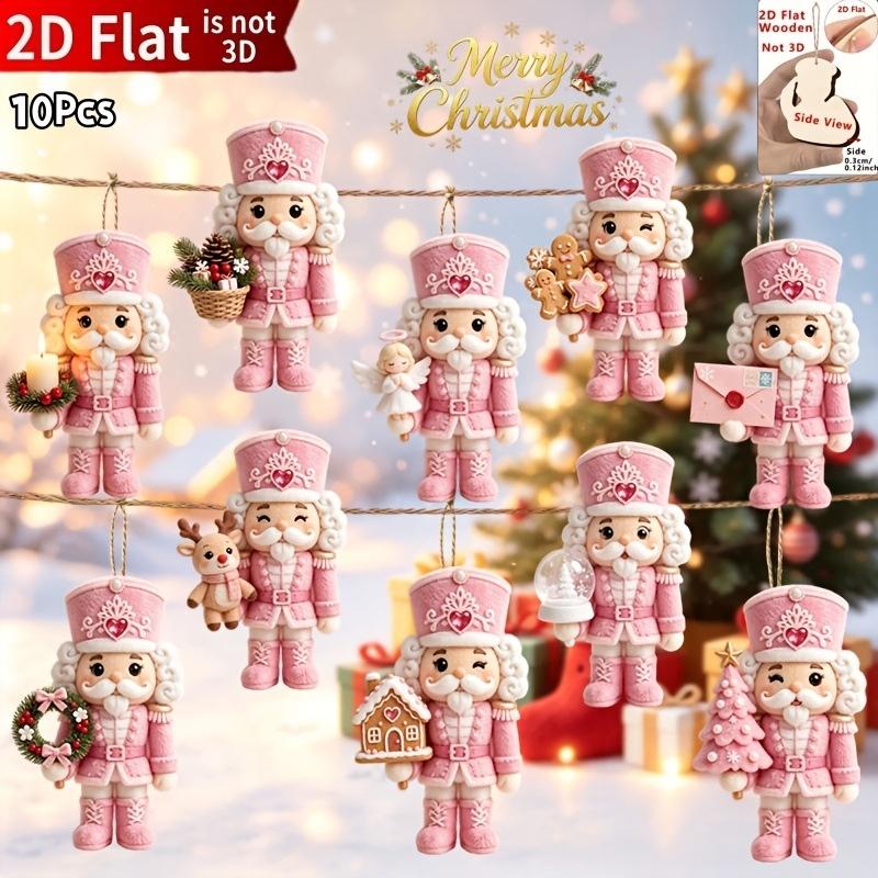 Handmade Wooden Nutcracker Soldier Pendant 6/10Pcs Set Festive Christmas Ornaments for Tree Holiday Home Decor