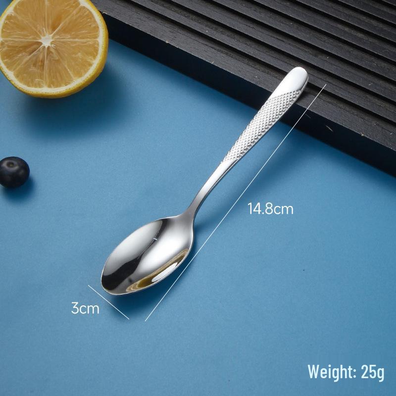 European Stainless Steel Four-Piece Cutlery Set: Star Diamond Steak Knife, Fork, and Coffee Spoon