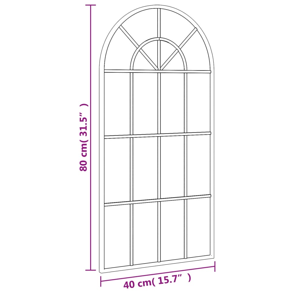 Wall Mirror Black 40x80 cm Curved Iron