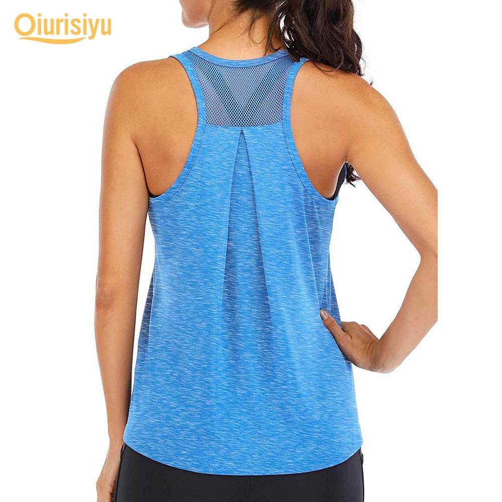 Women Solid Color O Neck Sleeveless Quick Dry Raceback Vest