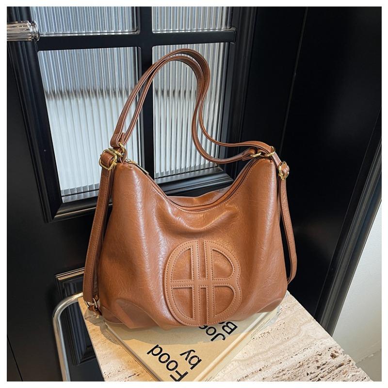 

Soft leather texture big bag new tote retro large-capacity literary handbag women s commuter shoulder bag коричневый