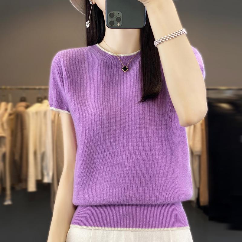 Women's Round Neck Solid Color Sweater - Versatile Knit Pullover for Autumn/Winter