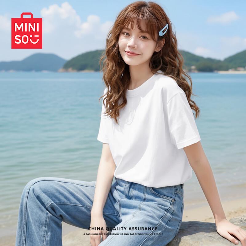 MINISO Women s Casual Pure Cotton Short Sleeve T-Shirt S