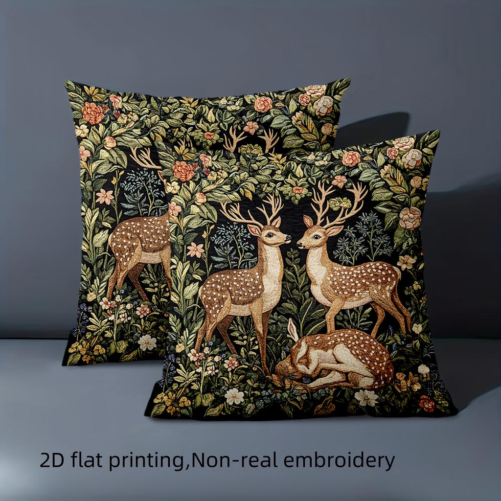 1 Pieces Deer Floral Pattern 2D Printed Pillow Cushions Polyester pillowcase, sofa decorative cushion cov Headboard Pillow