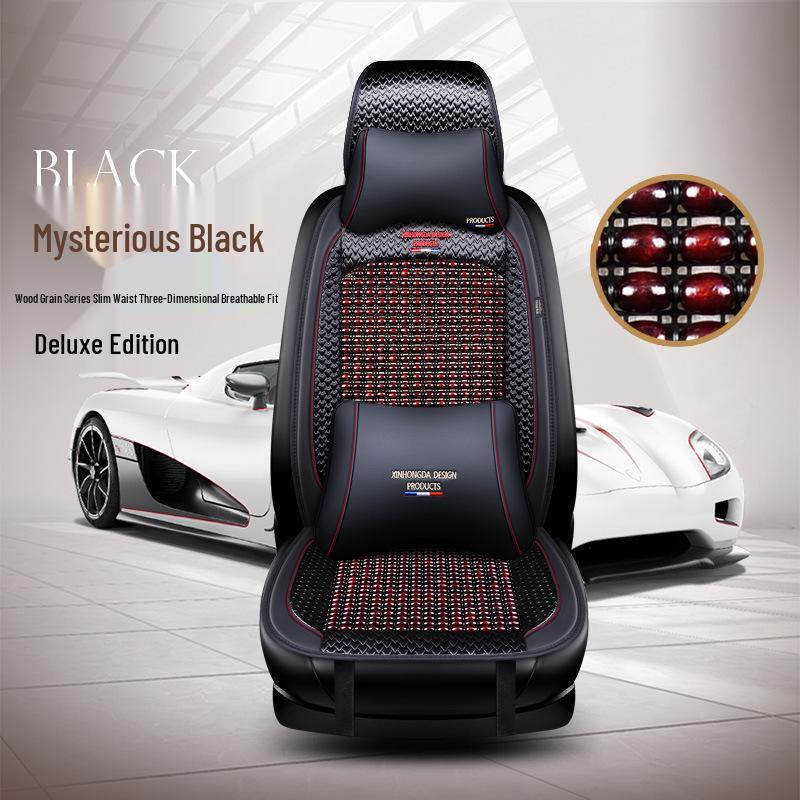 Wood Bead Ventilated Car Seat Cushion with Lumbar Support - Universal Four Seasons Cool Pad