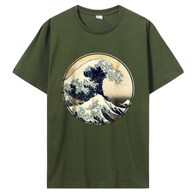 

Японская футболка Kanagawa Great Wave для мужчин и женщин, футболки для мужчин, футболка Cottno для улицы 4XL
