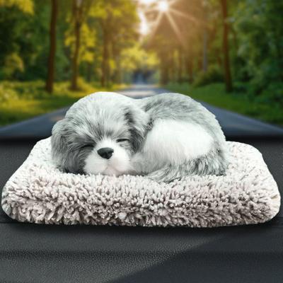Plush Car Center Console Dog Figurines Deodorizes Simulation Sleeping Dog Figurine Toy Purifies The Air with Cloth Pad