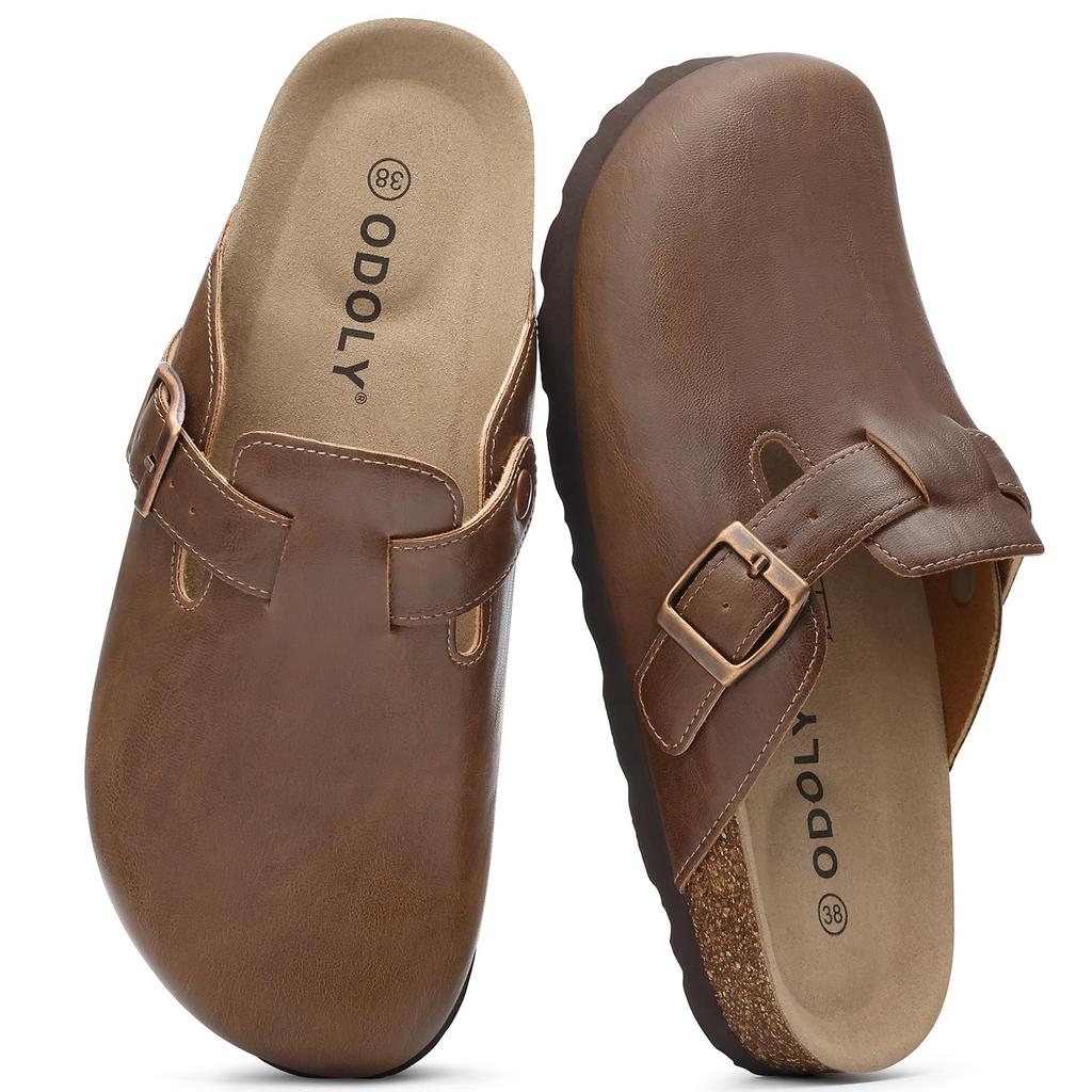 Asgard Unisex Vegan Leather Clogs Fashion Non-slip Cork Footbed Mules Slippers with Arch Support Lady Cozy Casual Potato Shoes